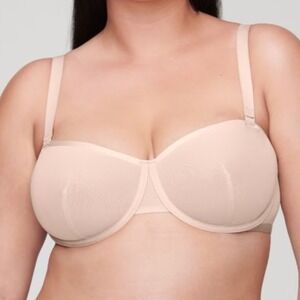 CUUP Women's 36G Balconette Bra Sand Mesh Unlined Underwire Sheer NWT